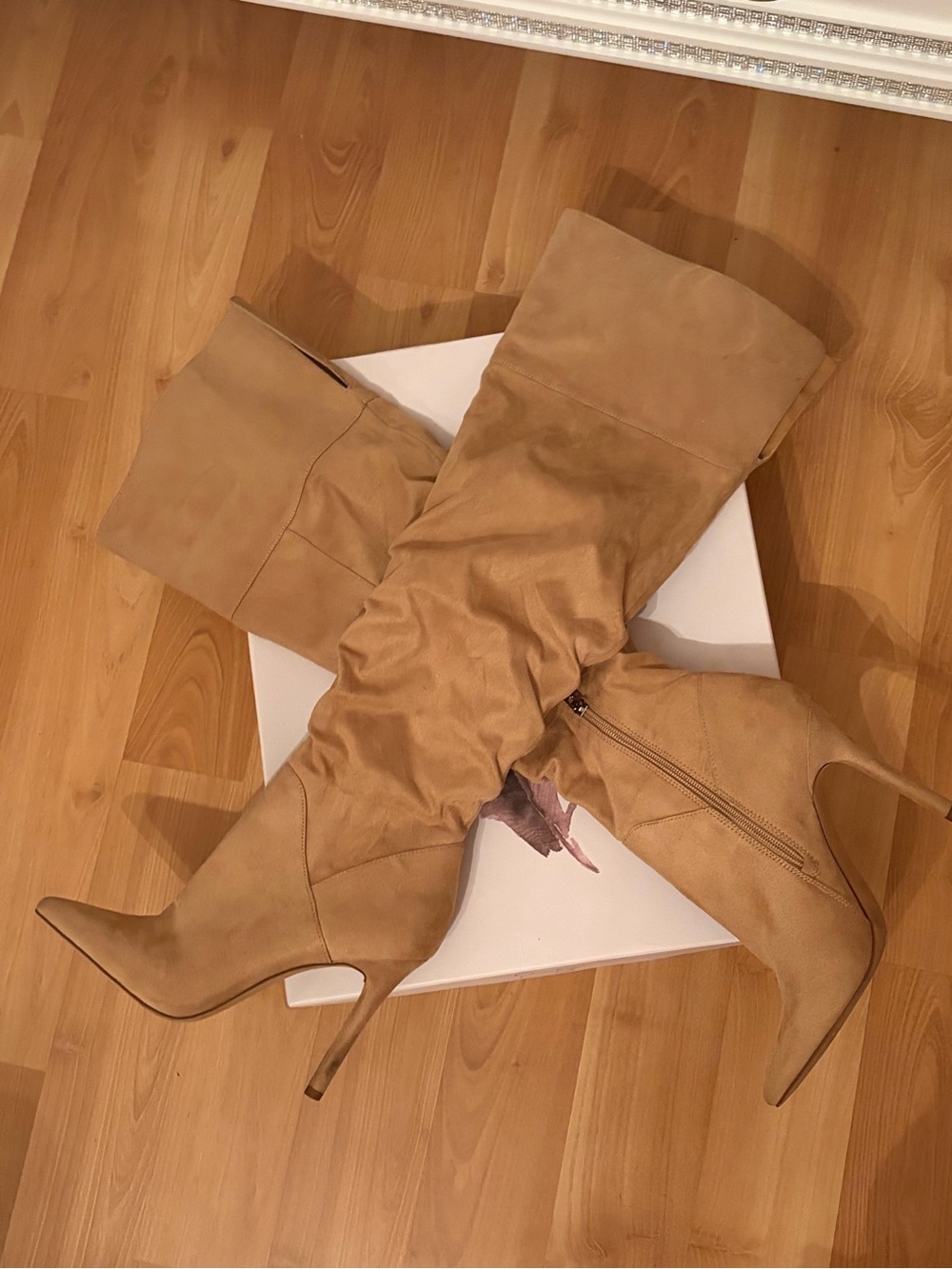 Jessica Simpson Tan Stiletto Over the Knee Slouchy Microsuede Boot Size 9
